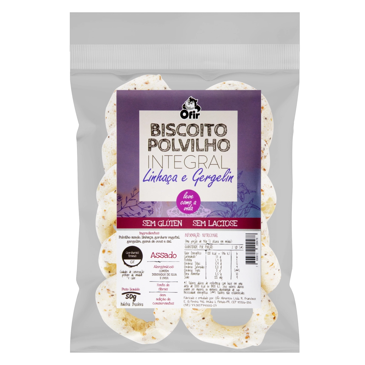 Biscoito De Polvilho Com Linhaça E Gergelim Integral Ofir Pacote 50g