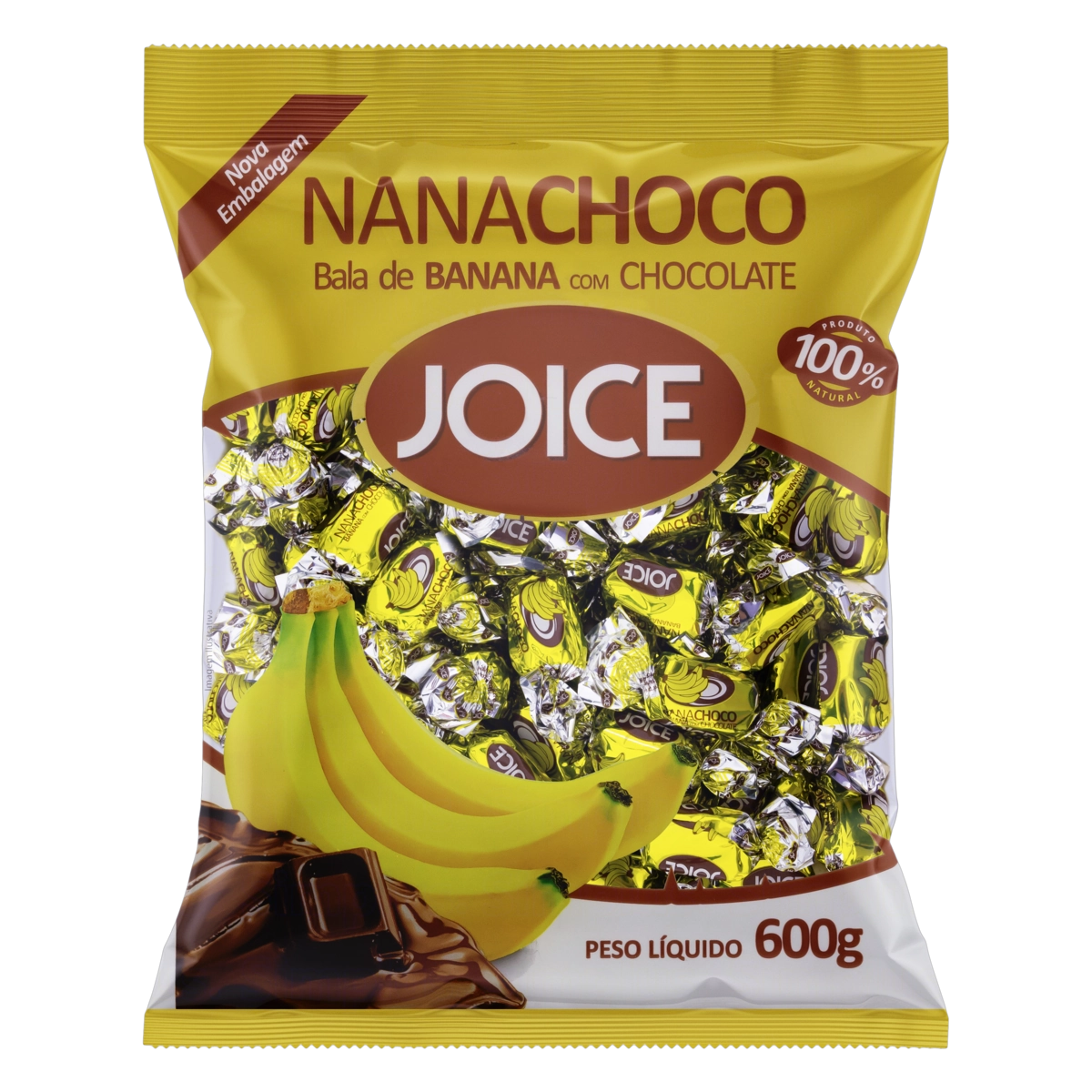 Bala De Banana Com Chocolate Joice Nanachoco Pacote 600g