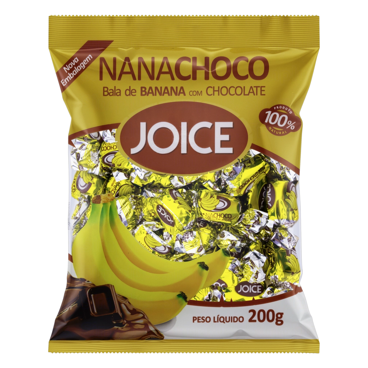 Bala De Banana Com Chocolate Joice Nanachoco Pacote 200g