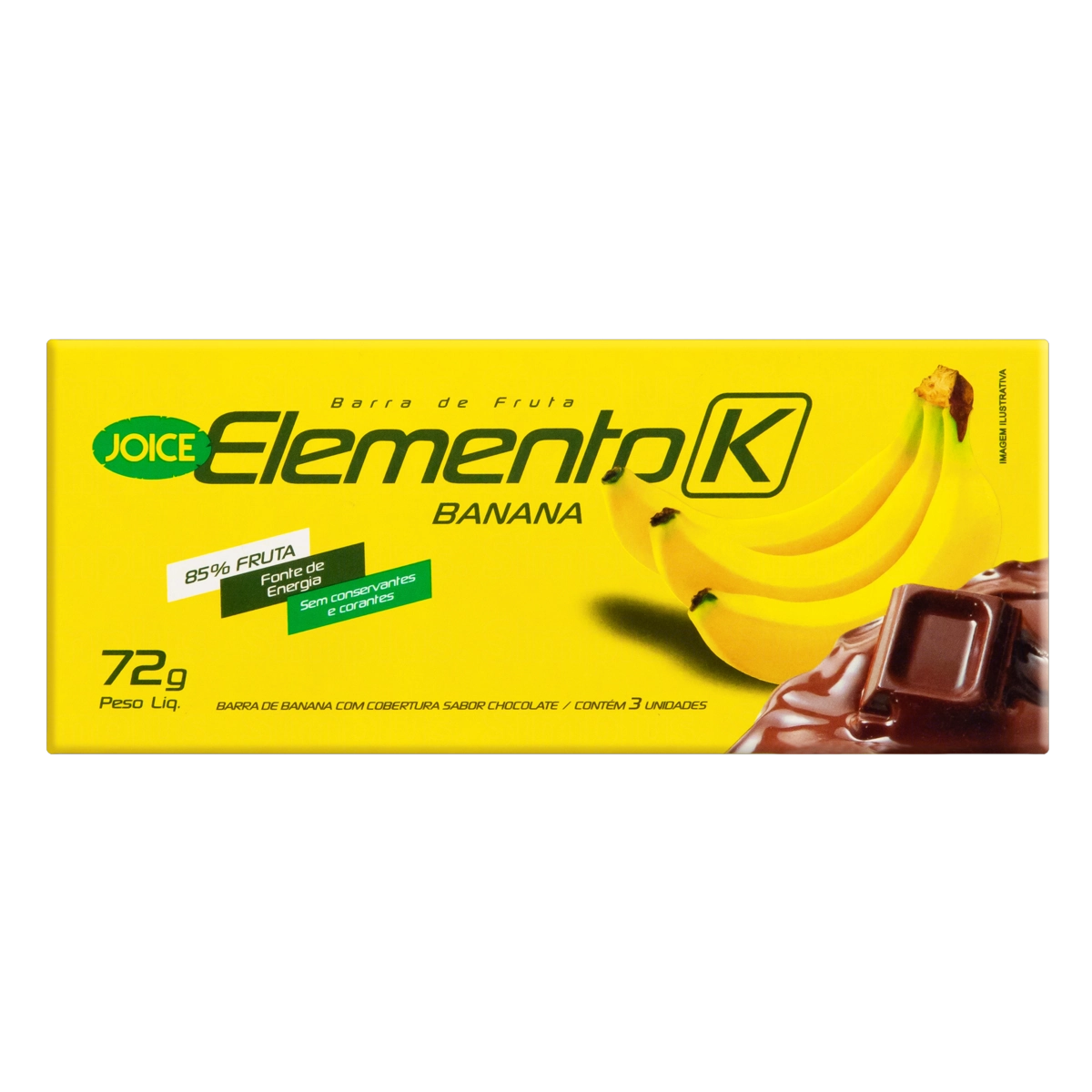 Pack Barra De Frutas Banana Cobertura Chocolate Joice Elemento K Caixa 72g 3 Unidades
