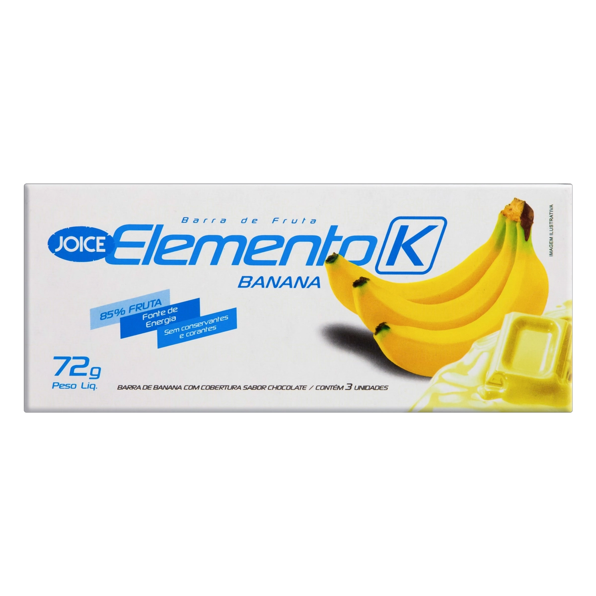 Pack Barra De Frutas Banana Cobertura Chocolate Branco Joice Elemento K Caixa 72g 3 Unidades