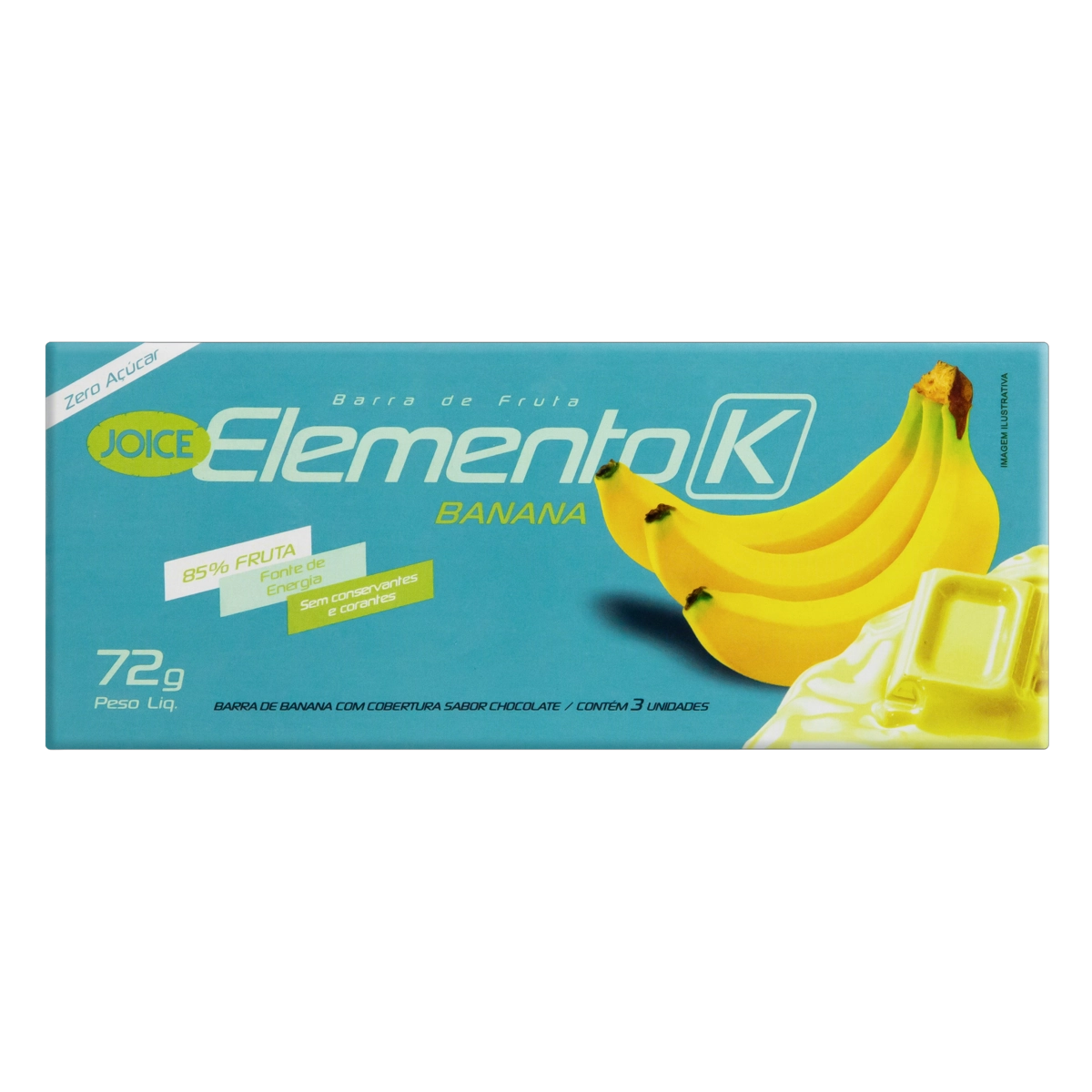 Pack Barra De Frutas Banana Cobertura Chocolate Branco Zero Açúcar Joice Elemento K Caixa 72g 3 Unid