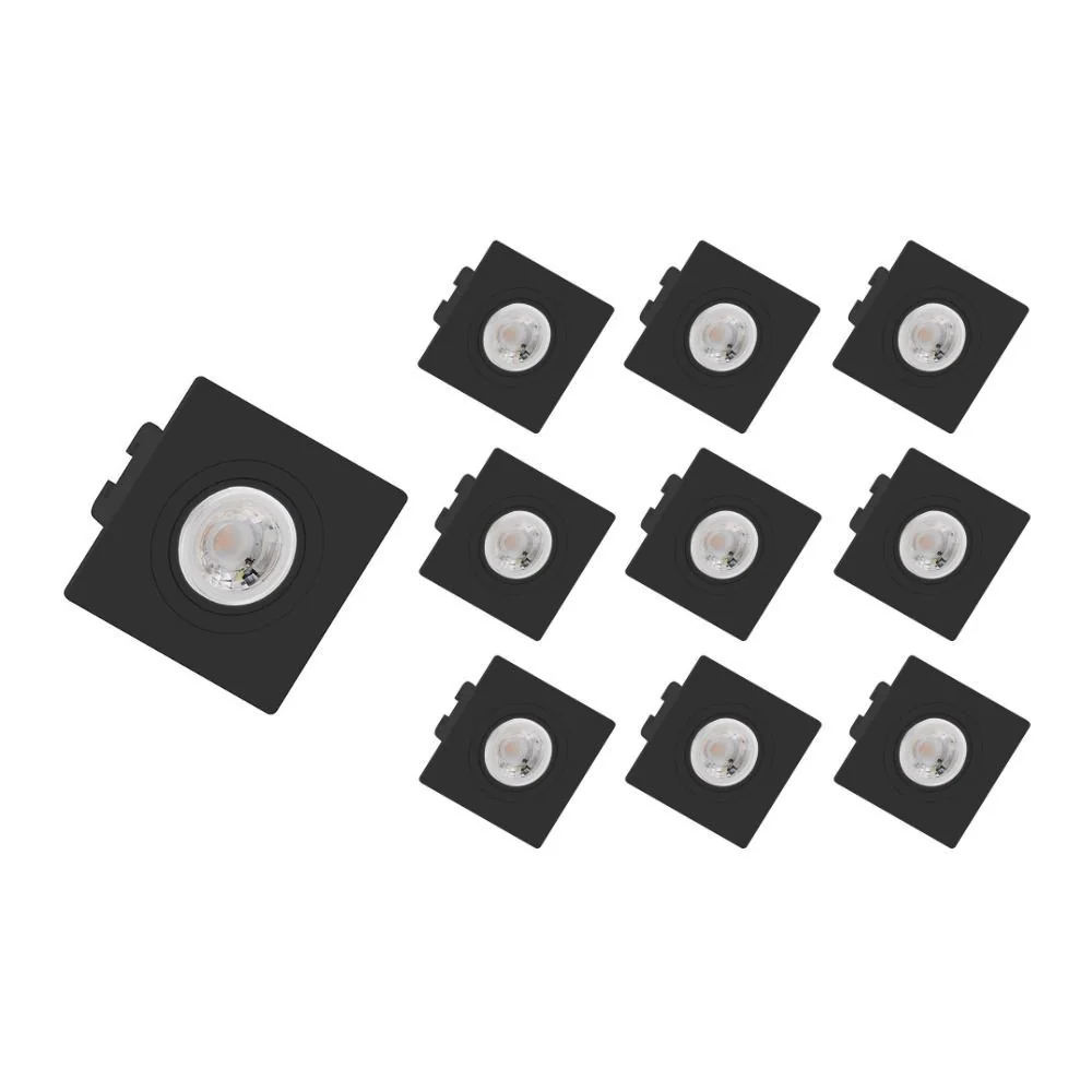 10 Spots De Embutir Plano Save Energy Mr11 Gu10 Bivolt Preto