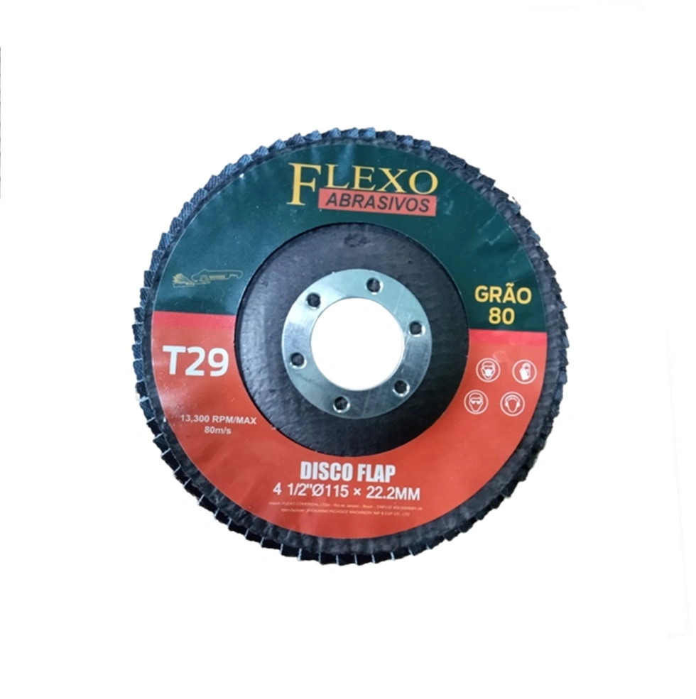 Disco Flap De 4.1/2" 115mm Grão 80 T29 Caixa De 10 Un