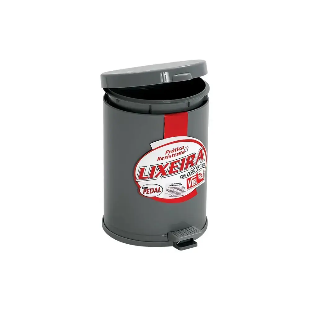 Lixeira Viel C/pedal 10,5l Cinza Ref 3152