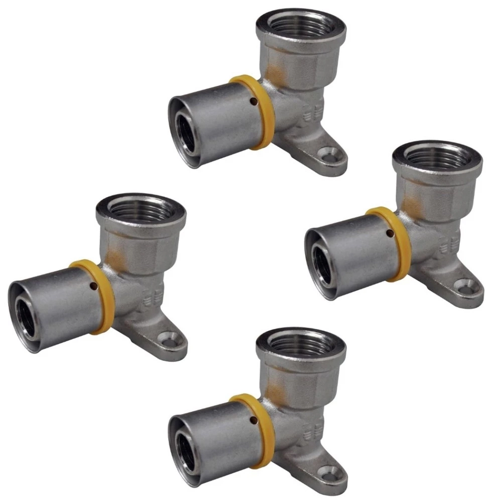 Kit 4 Joelho Cotovelo Base Fixa P/ Gás 16mm 1/2 Pex Gás