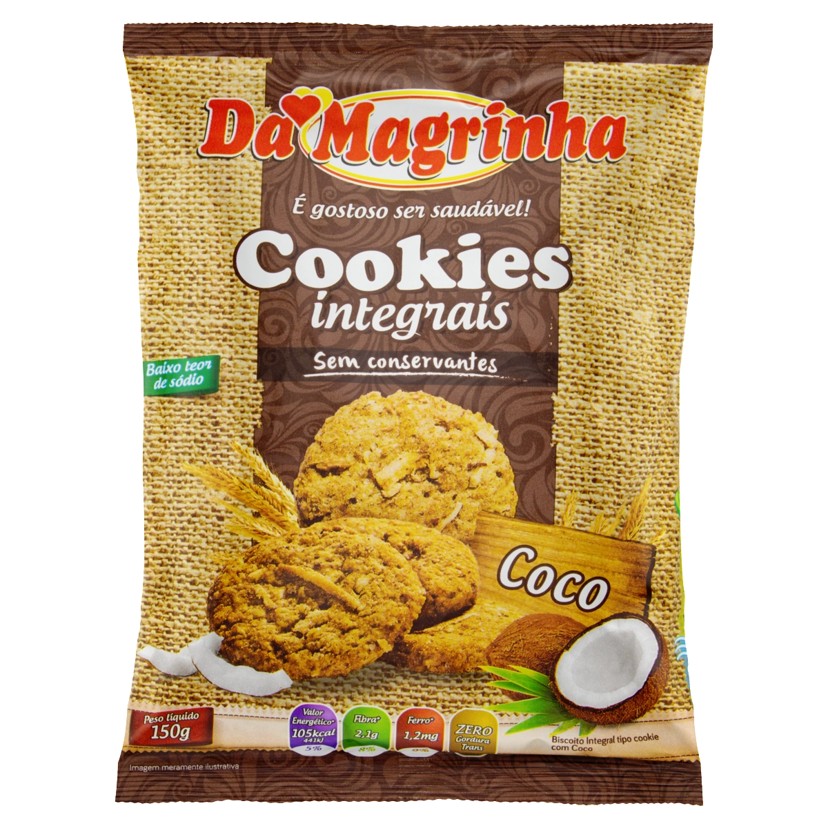 Biscoito Cookie Integral Coco Da Magrinha Pacote 150g