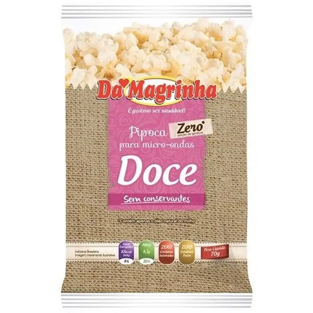 Pipoca Zero Para Microondas Doce 70gr Da Magrinha