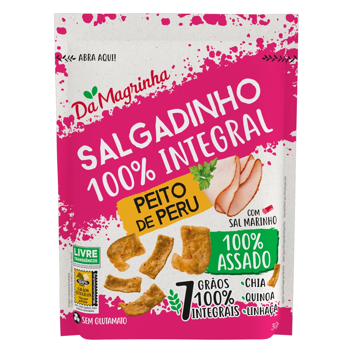 Salgadinho Integral Peito De Peru Da Magrinha 7 Grãos Pouch 30g