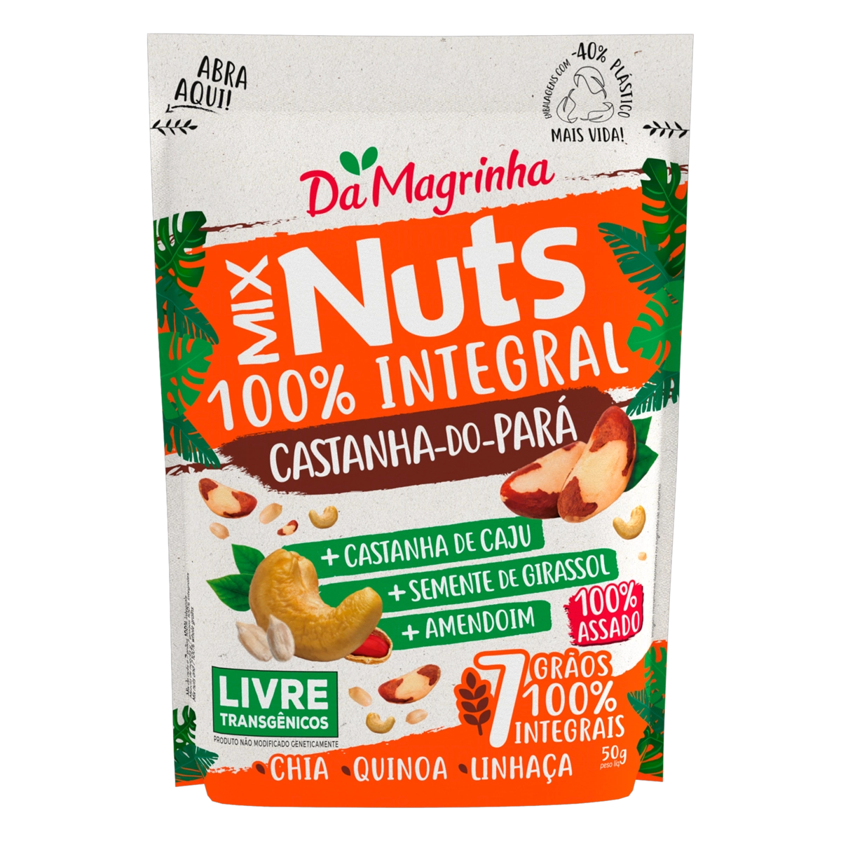 Mix de Nuts Integral Castanha-do-Pará Da Magrinha 7 Grãos Pouch 50g