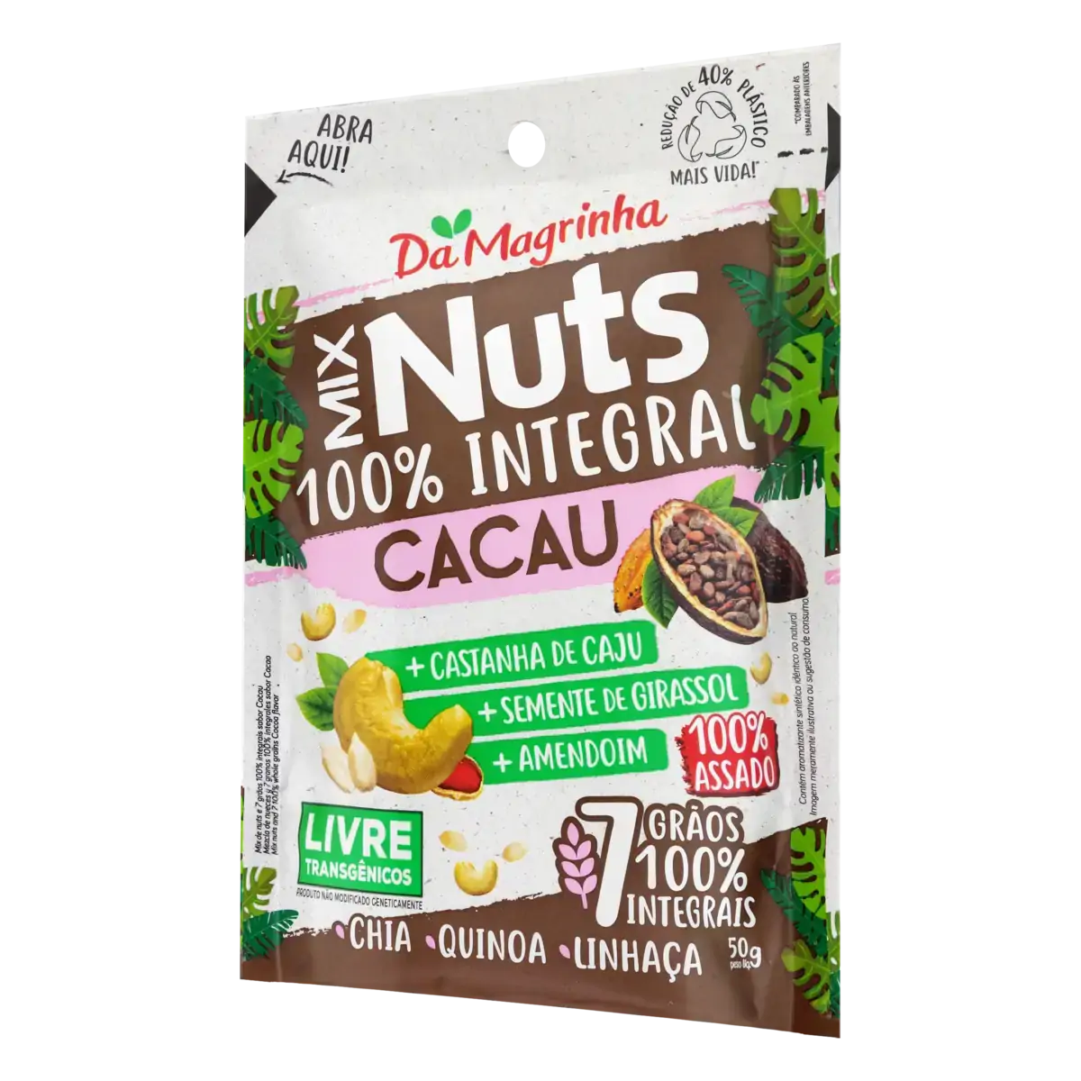 Mix de Nuts Integral Cacau Da Magrinha 7 Grãos Sachê 50g