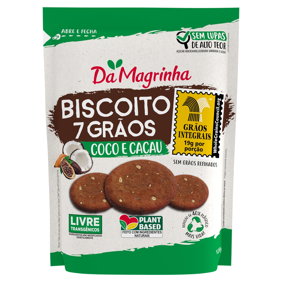 Biscoito Coco E Cacau Da Magrinha 7 Grãos Pouch 120g