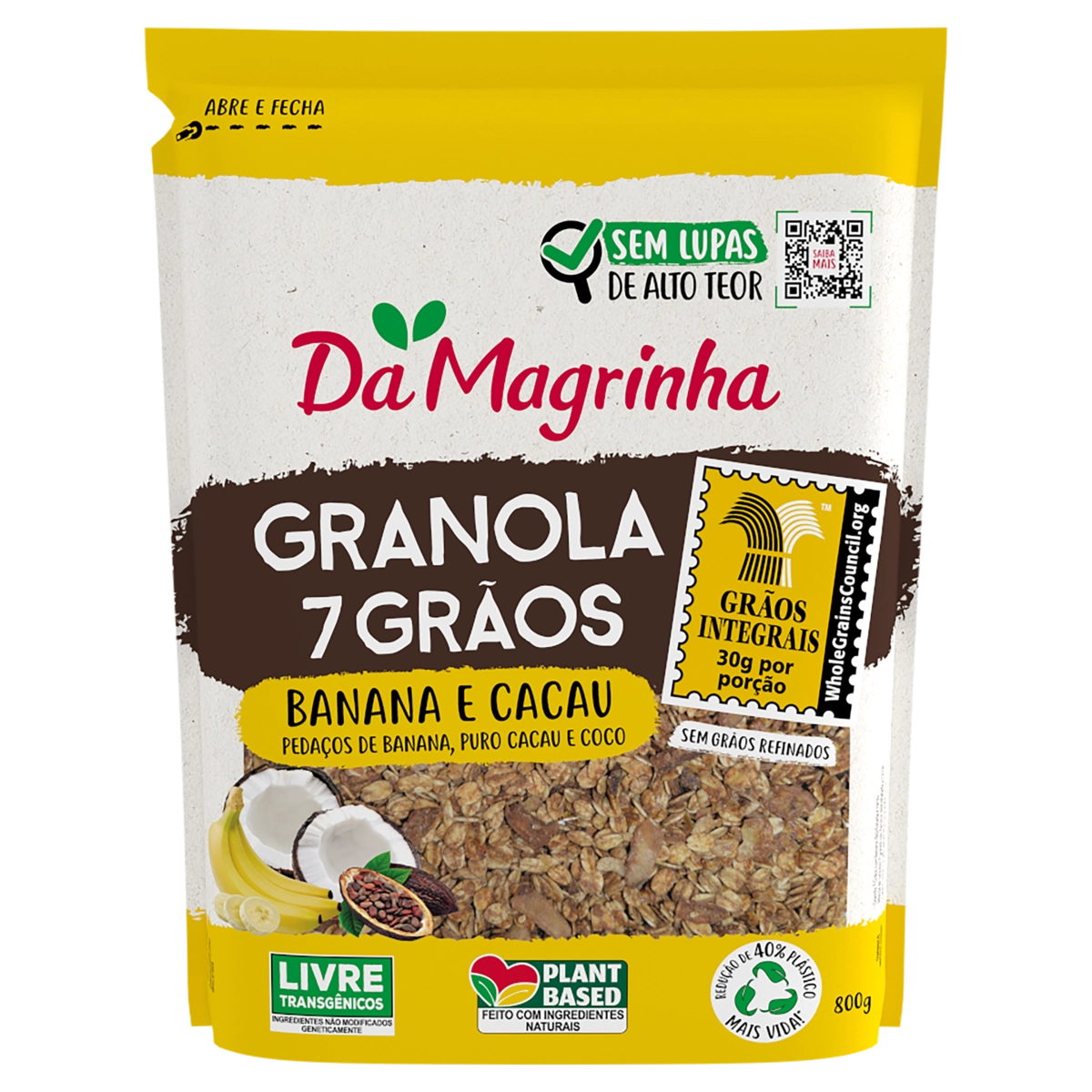 Granola Banana E Cacau Da Magrinha 7 Grãos Pouch 800g