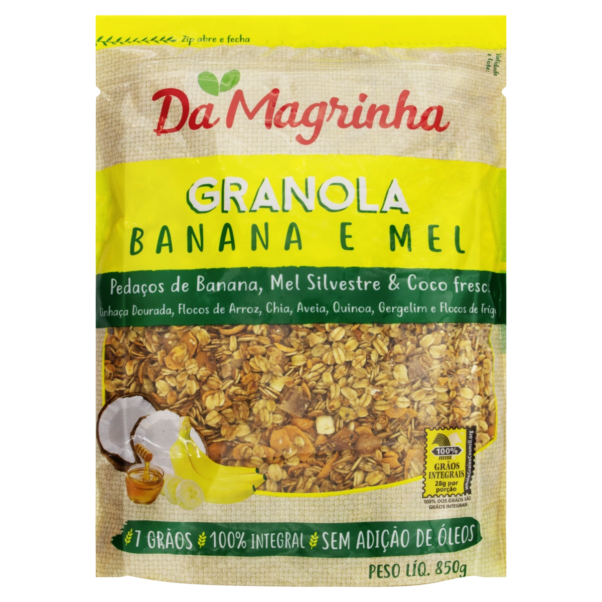 Granola Integral Banana e Mel 850g - Da Magrinha