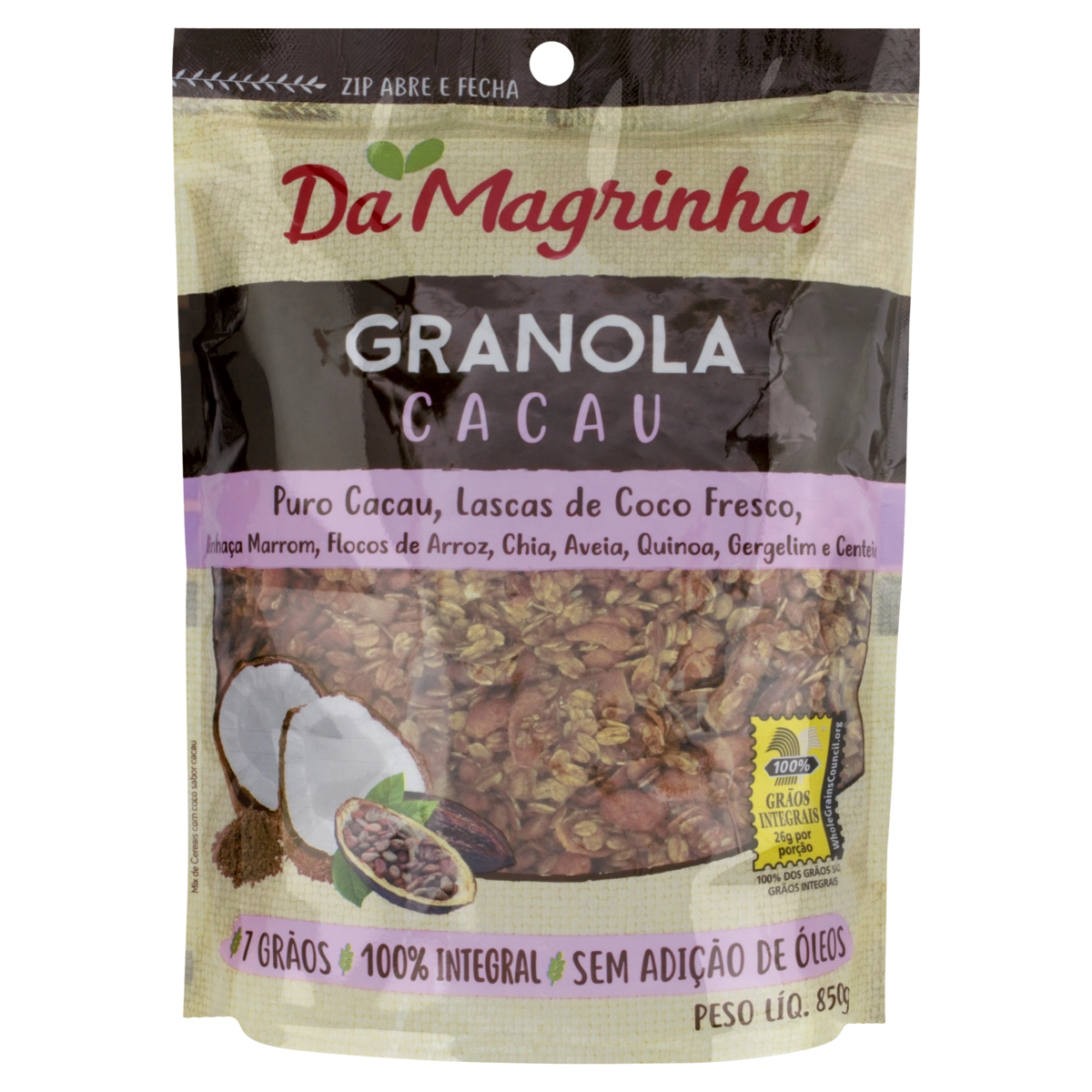 Granola Cacau Da Magrinha 7 Grãos Pouch 850g