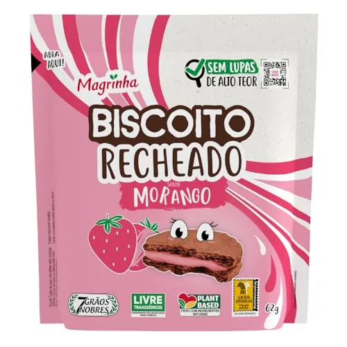 Biscoito Recheio Morango Magrinha 7 Grãos Nobres Sachê 62g