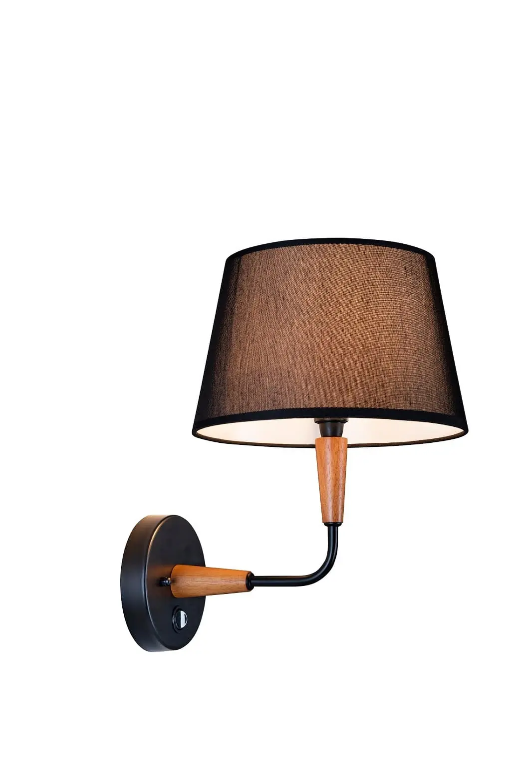 Arandela Madeira Castanho Metal Cupula Preta Standard 3027