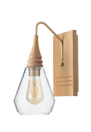 Arandela Metal Dourado Madeira Castanho Vidro Cone Flow 2916