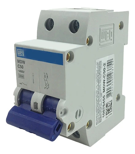 Mini Disjuntor Bipolar Mdw-c50-2 50a Curva C 5ka Weg