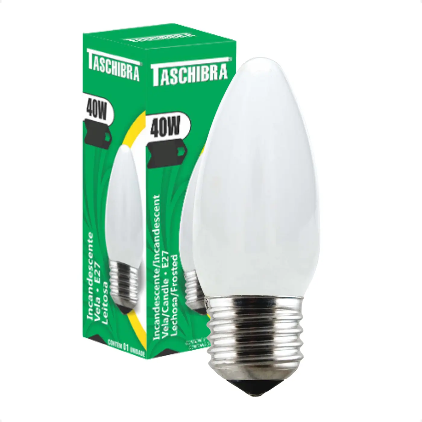 Kit 6 Lâmpadas Incandescente Taschibra Vela 40w E27 Leitosa 220v