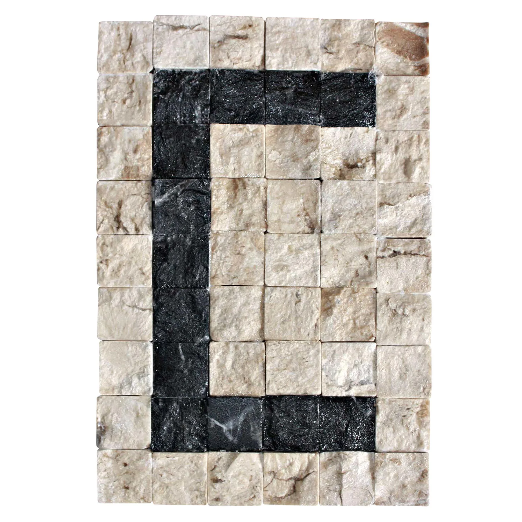 Letra Casa "C" 10cm Assentado Mármore Bege e Preto