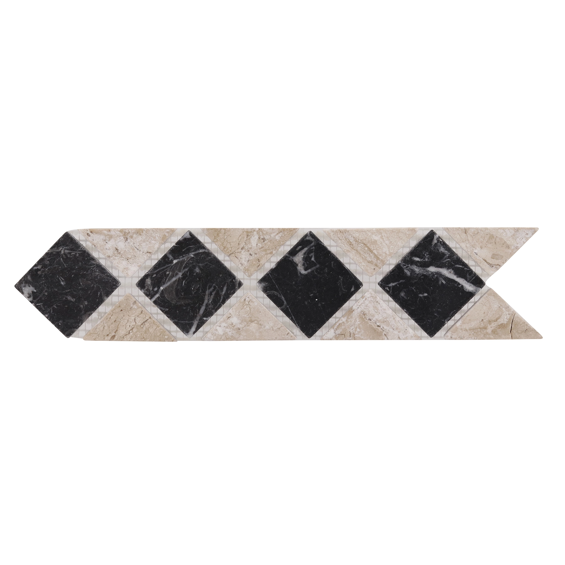 Faixa Piso Mármore Acetinado Seta Nero Marquina 7,5x30cm Forti Marmi
