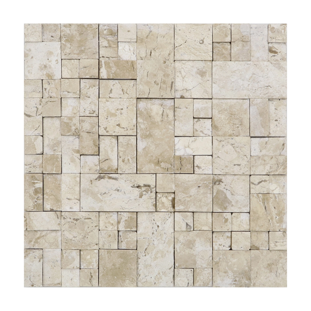 Mosaico Corália Travertino Mármore Bege 28x28cm