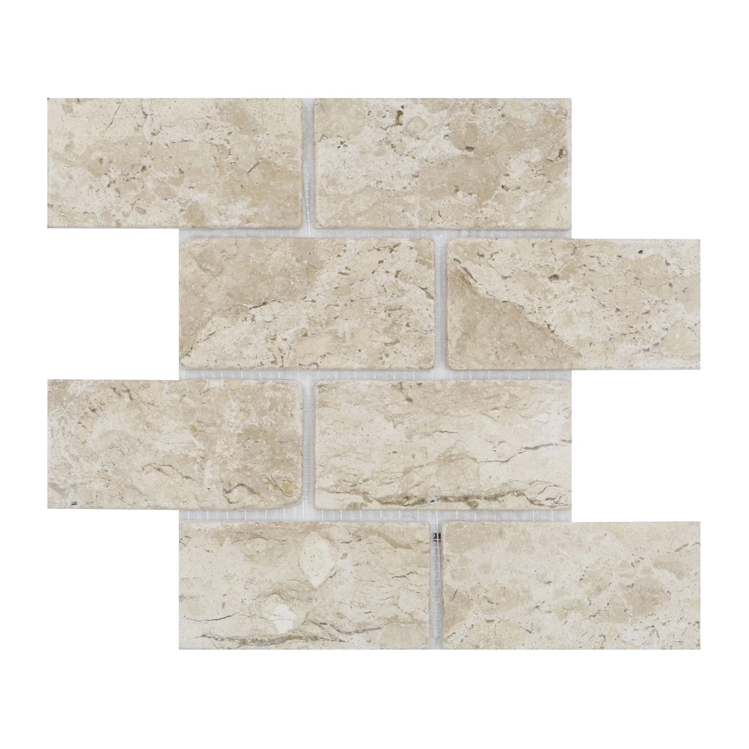 Mosaico Brique Travertino Mármore Bege 35x29,5cm