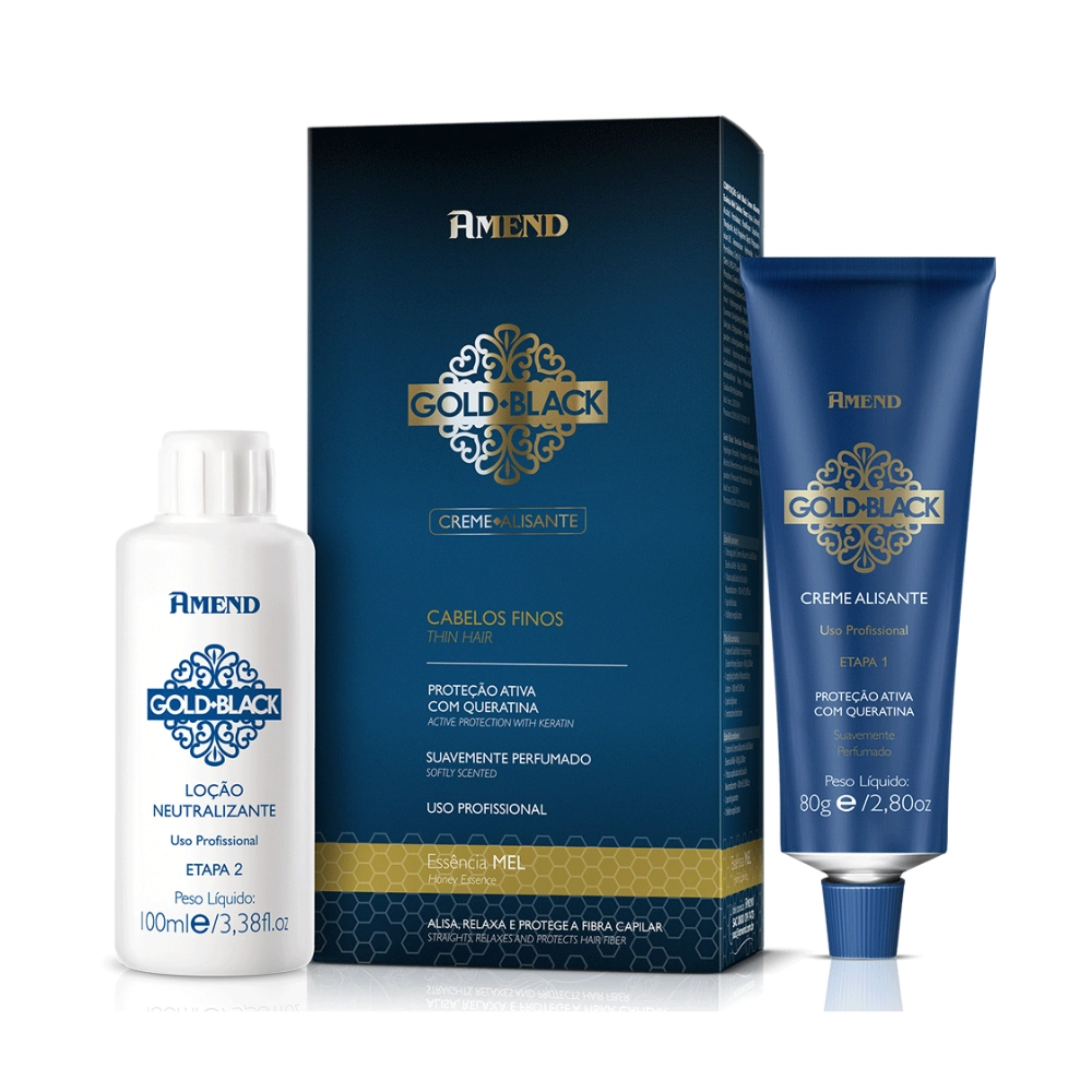 Amend Gold Black Creme Alisante Cabelos Finos Mel 100ml