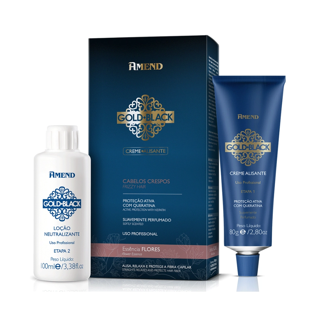 Amend Gold Black Creme Alisante Crespo Flores 100ml