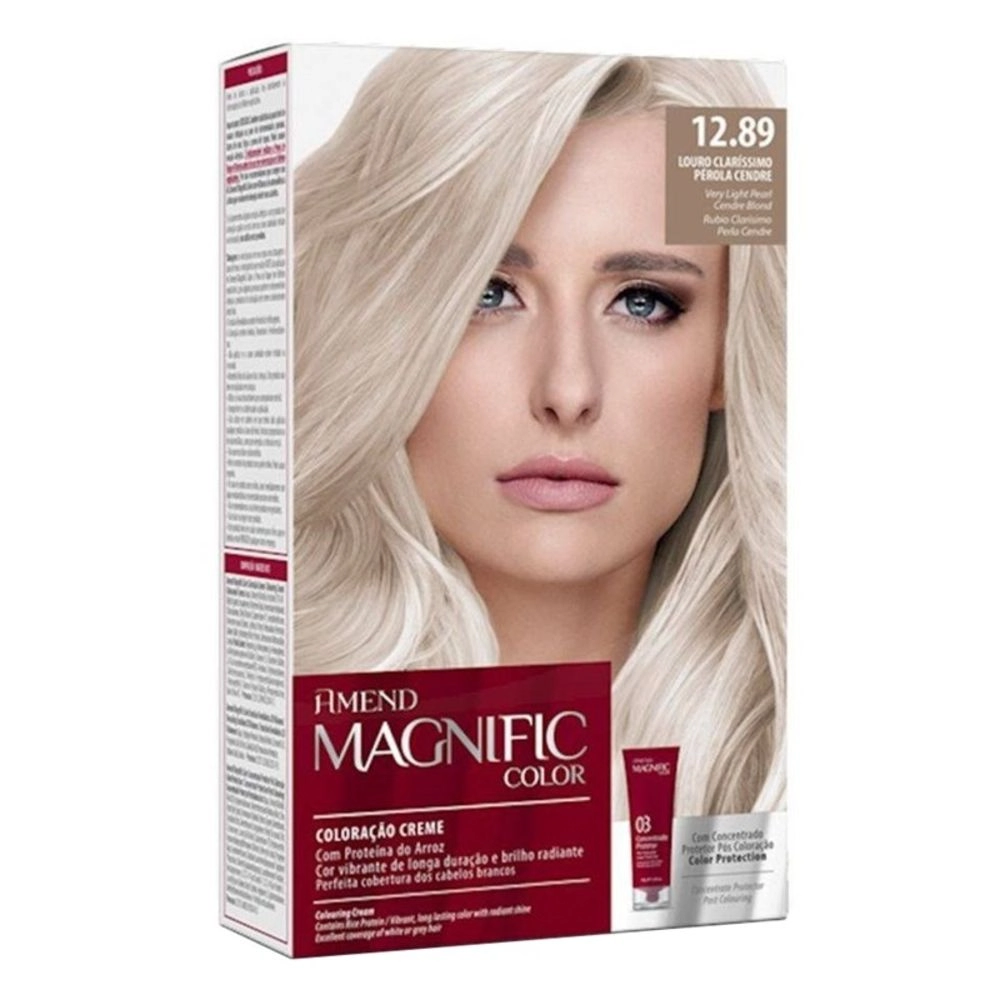 Kit Coloração Creme Amend Magnific Louro Claríssimo Pérola 12.89