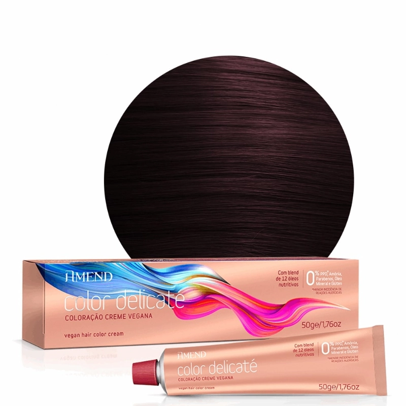 Coloracao Vegana Color Dilicate 50g 4.62 Castanho Vermelho Irisado Amend