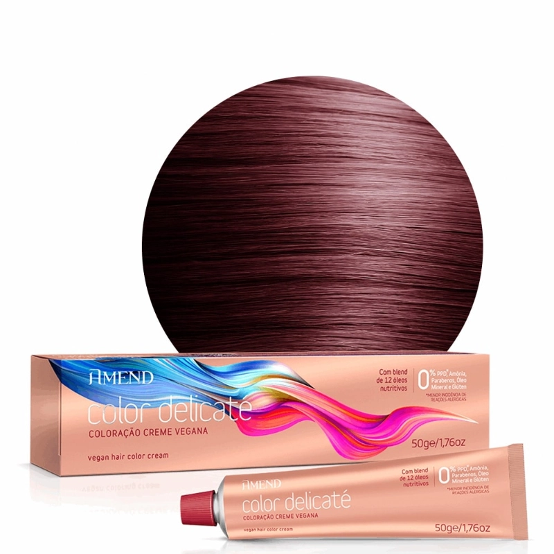 Coloracao Vegana Color Delicate 50g 6.66 Louro Escuro Vermelho Int. Amend