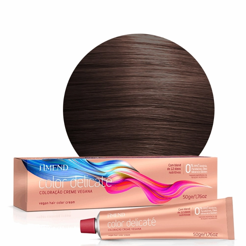 Coloracao Vegana Color Delicate 50g 6.7 Louro Escuro Marrom Chocolate Amend
