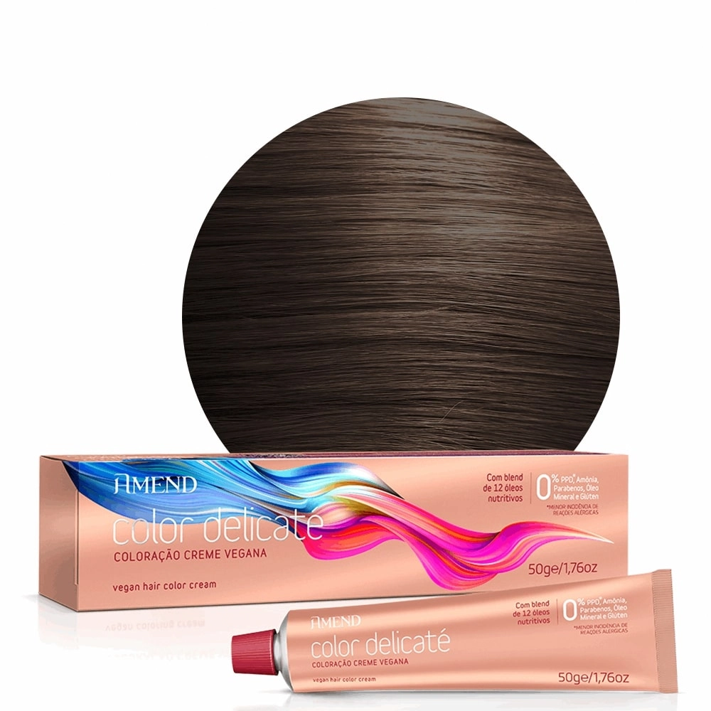Coloracao Vegana Color Delicate 50g 7.1 Louro Medio Acinzentado Amend