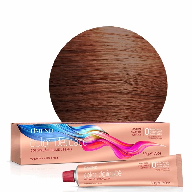 Coloracao Vegana Color Delicate 50g 7.43 Louro Med Acobreado Dourado Amend