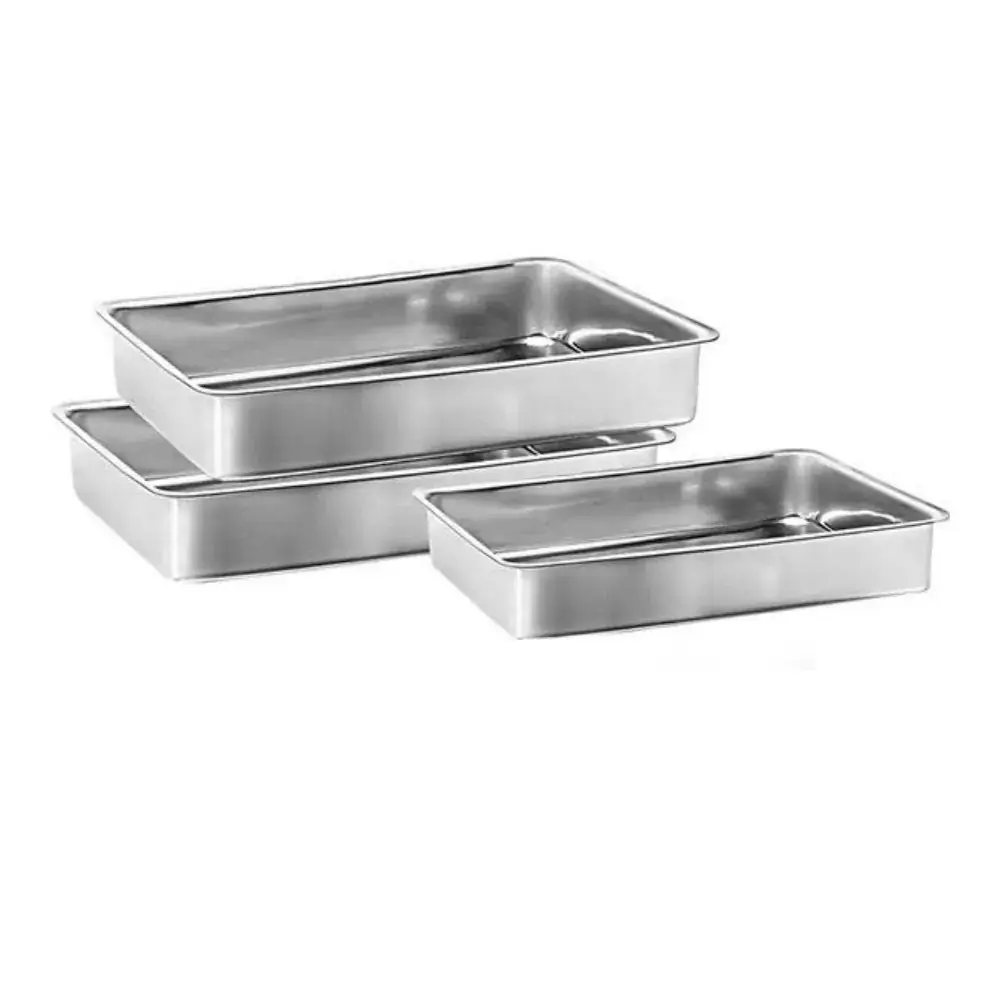Conjunto Assadeiras Retangulares Altas C/abas 03 Pcs