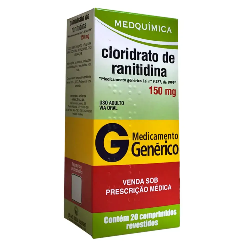 Cloridrato De Ranitidina 150 Mg 20 Comprimidos Medquímica Genérico