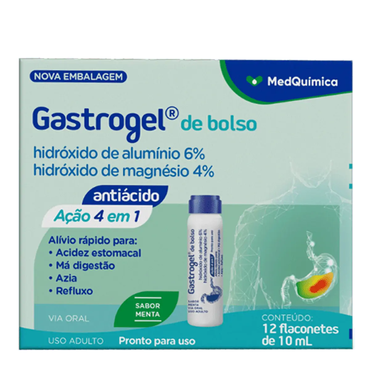Gastrogel De Bolso Menta Medquímica Caixa 60 Unidades Suspensão Oral