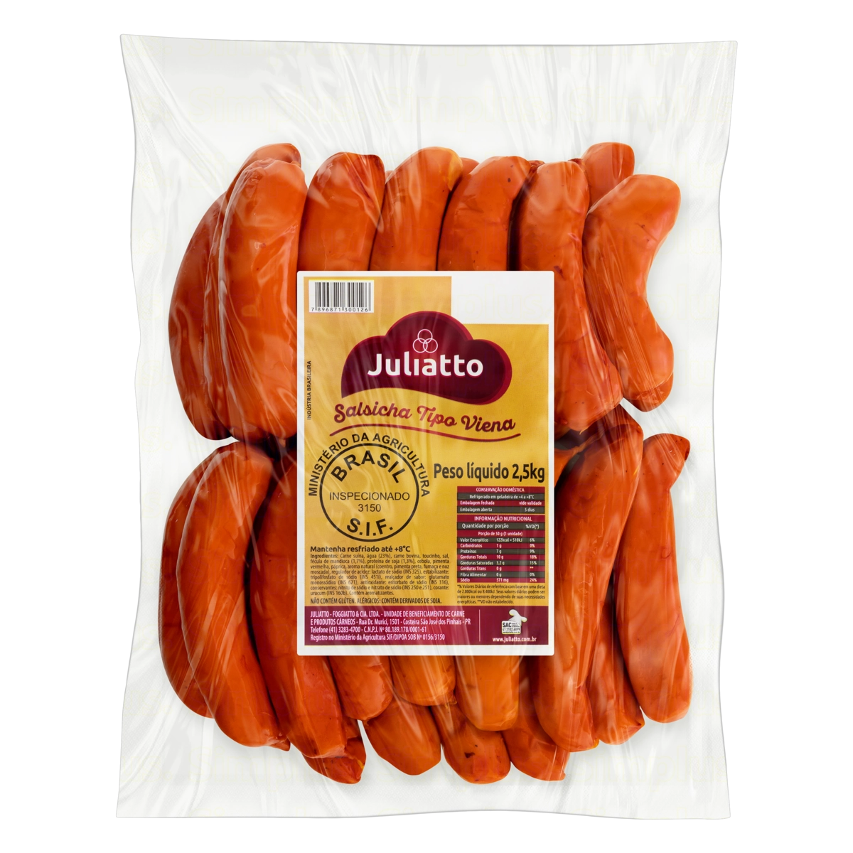 Salsicha Viena Juliatto 2,5kg
