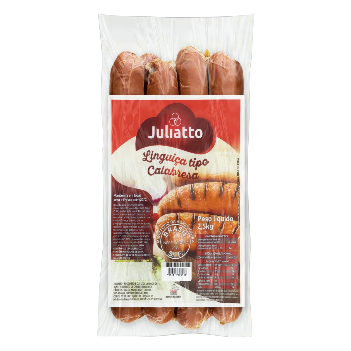 Linguiça Calabresa Reta Juliatto 2,5kg