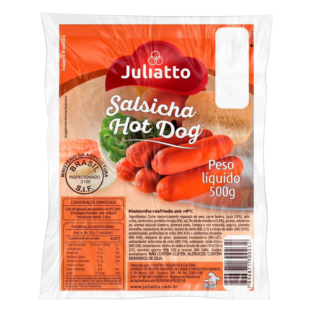 Salsicha Hot Dog Juliatto 500g