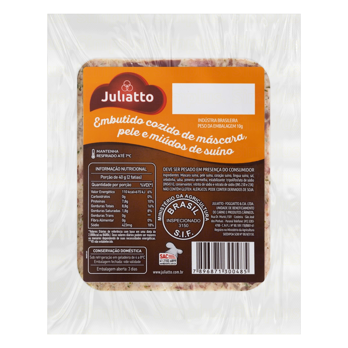Embutido Suíno Cozido Juliatto
