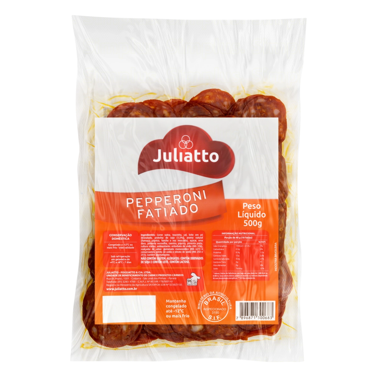 Salame Pepperoni Fatiado Juliatto 500g