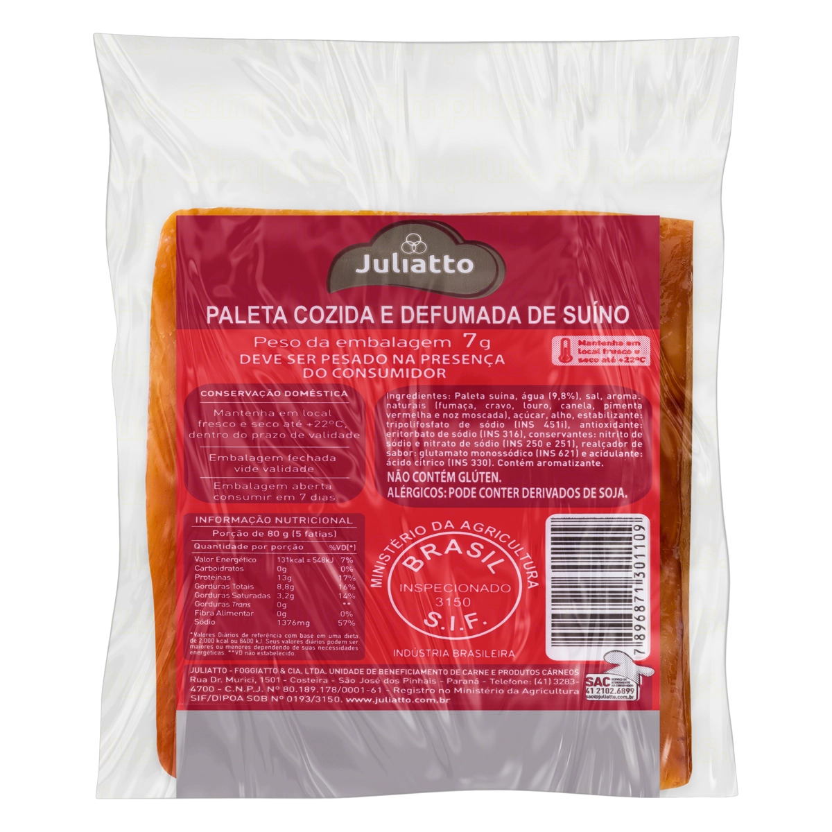 Paleta Suína Cozida E Defumada Juliatto