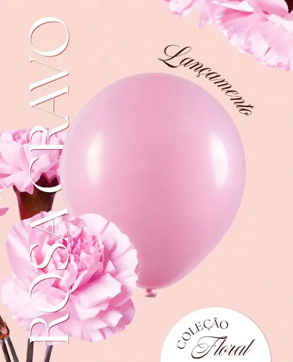 Balao 16 Liso Rosa Cravo Redondo C/12 Art Latex