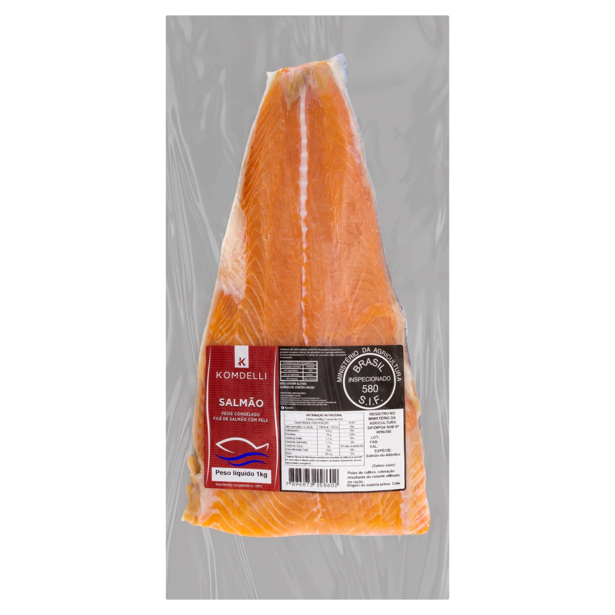 Filé De Salmão Congelado Komdelli Pacote 1kg