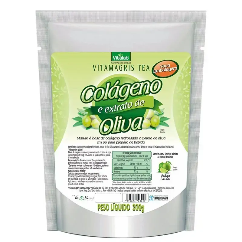 Colágeno E Extrato De Oliva Solúvel Sabor Limão Vitalab 200g