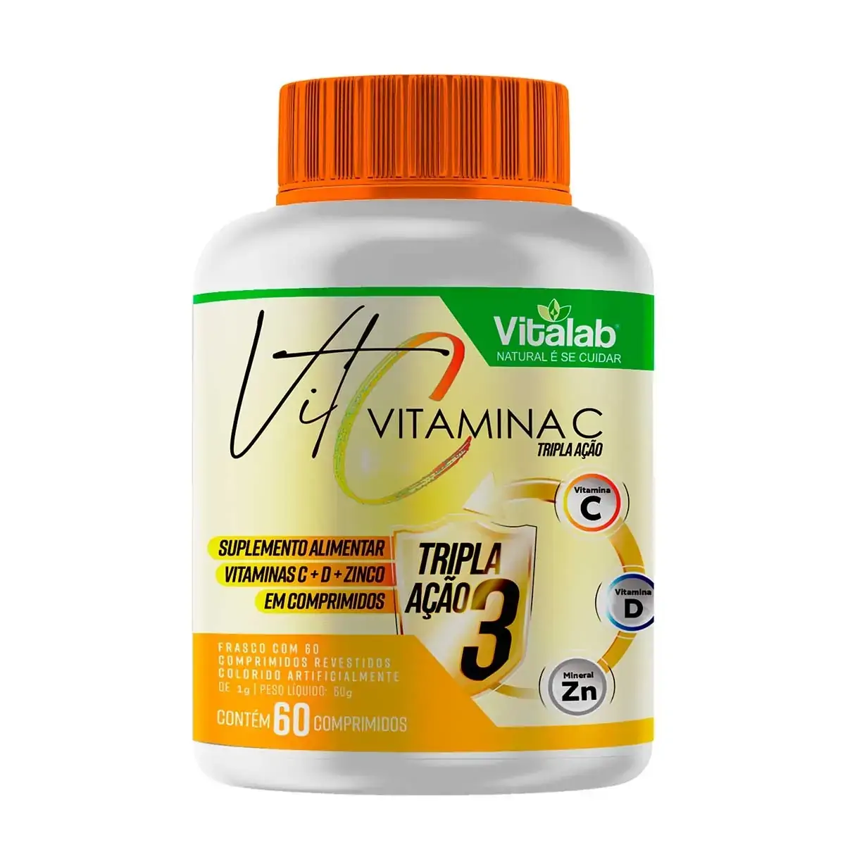 Vitamina C Vitalab Frasco 60g 60 Comprimidos Revestidos