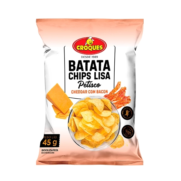 Batata Chips Croques 45gr Cheddar/bacon